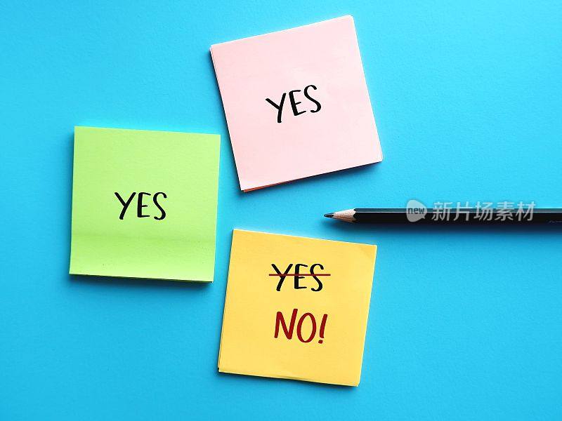 几张纸上写着“YES YES YES”，最后一张变成了“NO”，取悦他人的概念，尽量不要因为说“不”而感到内疚，没有必要对每件事都同意或说是
